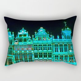 Bruxelles buildings under green lights Rectangular Pillow