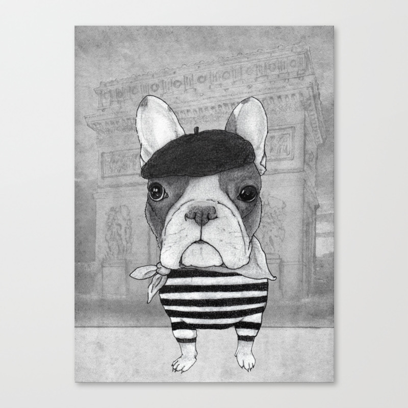 Adorable French Bulldog Black And White Cartoon