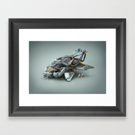 Spaceship and aliens Framed Art Print