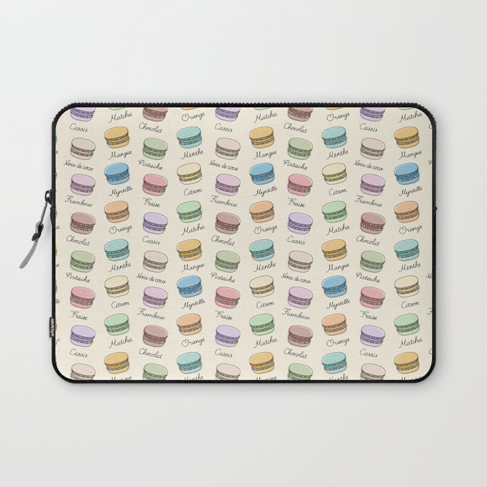 French Macarons Pattern on Vanilla Laptop Sleeve