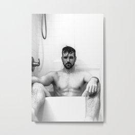 After the Game Metal Print | Bathroom, Gay, Bearded, Muscular, Film, Jock, Nude, Wet, Photo, Masculine 