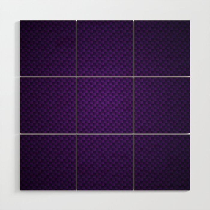Purple Color Geometric Square Design  Wood Wall Art