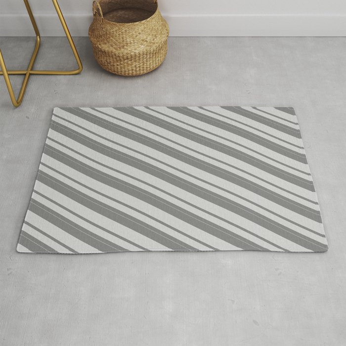 Grey & Light Grey Colored Lines/Stripes Pattern Rug