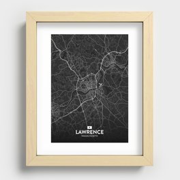 Lawrence, Massachusetts, United States - Dark City Map Recessed Framed Print
