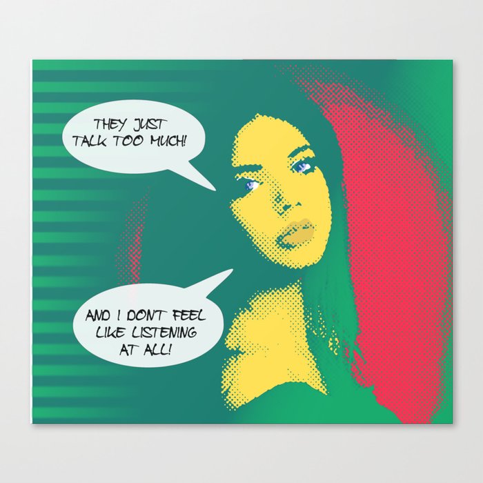 Pop art - The girl just won't listen Canvas Print