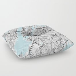 New York City Map of the United States - Circle Floor Pillow