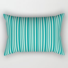 [ Thumbnail: Beige and Dark Cyan Colored Lined Pattern Rectangular Pillow ]