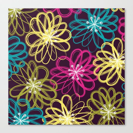 Drybrush Floral Canvas Print