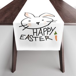 Bunny Happy Easter With Carrot Table Runner