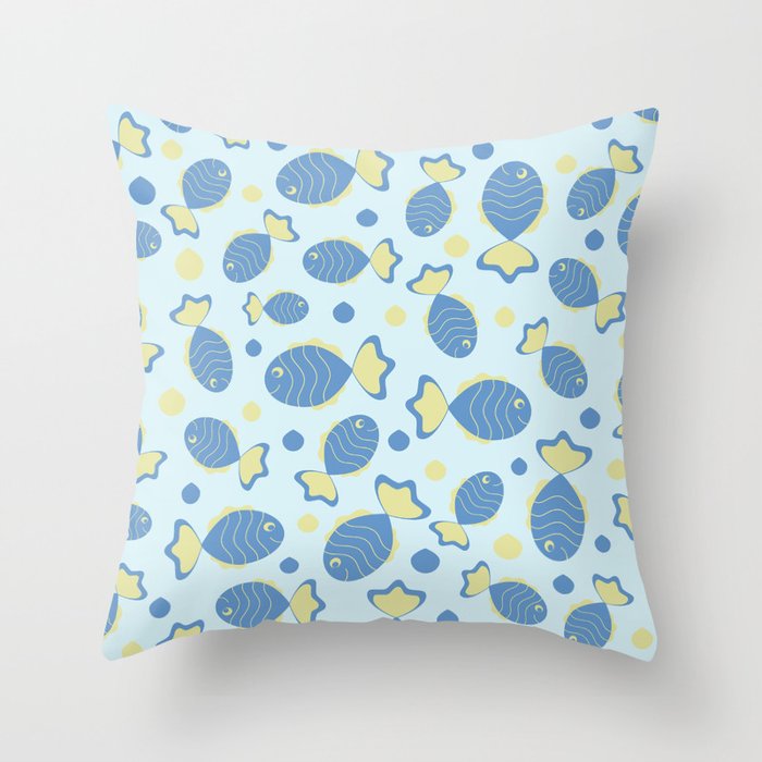 Marine pattern with fish Throw Pillow