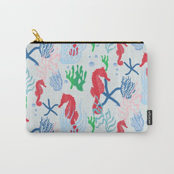 Vibrant sea life sea horse pattern Carry-All Pouch