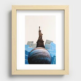 Blue Liberty Collage Recessed Framed Print