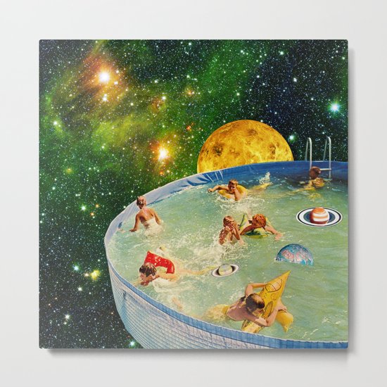 Screaming Children in Pool Metal Print