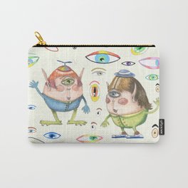 two quirky cute roly poly cyclops and some eyes, ivory cream off white natural white Carry-All Pouch | Colorful, Cyclops, Pastelpencils, Decorforkids, Pastel, Eyes, Drawing, Kids, Cute, Artforkids 