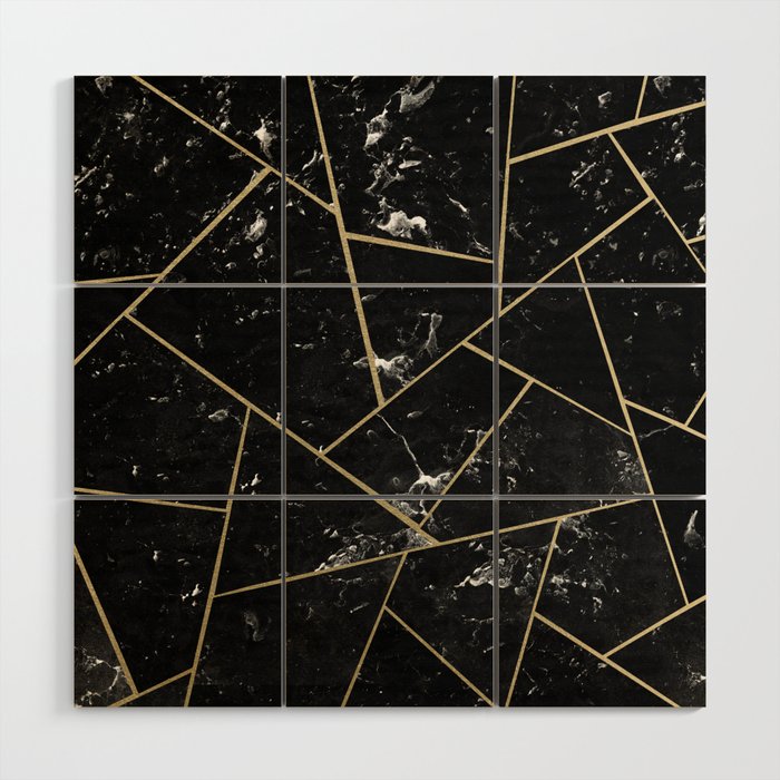 Black Marble Gold Geometric Glam #1 #geo #decor #art #society6 Wood Wall Art
