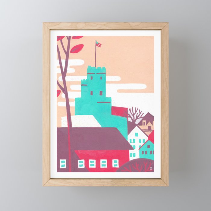 Prospect Hill Monument Somerville - Boston Landmark Series Framed Mini Art Print