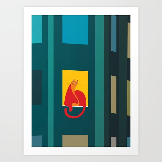 Cat in the window Art Print