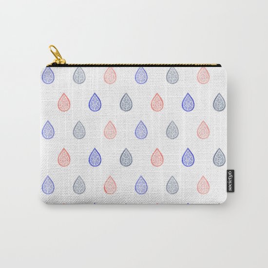 Rose quartz, serenity blue and lilac grey raindrops Carry-All Pouch