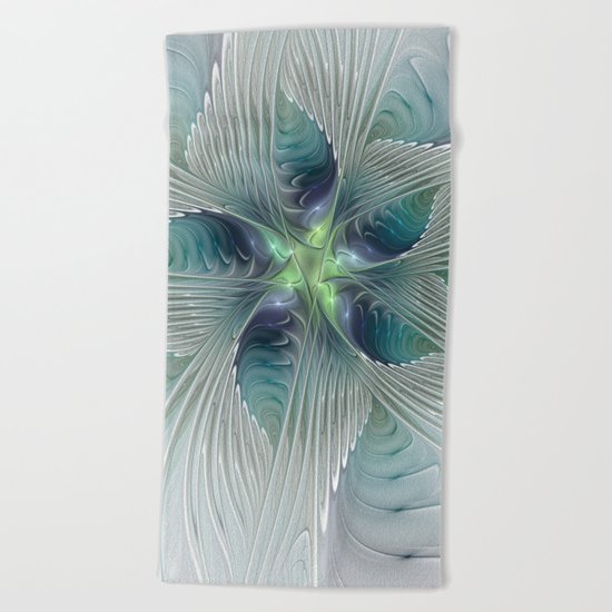 A Floral Fantasy, Abstract Fractal Art Beach Towel