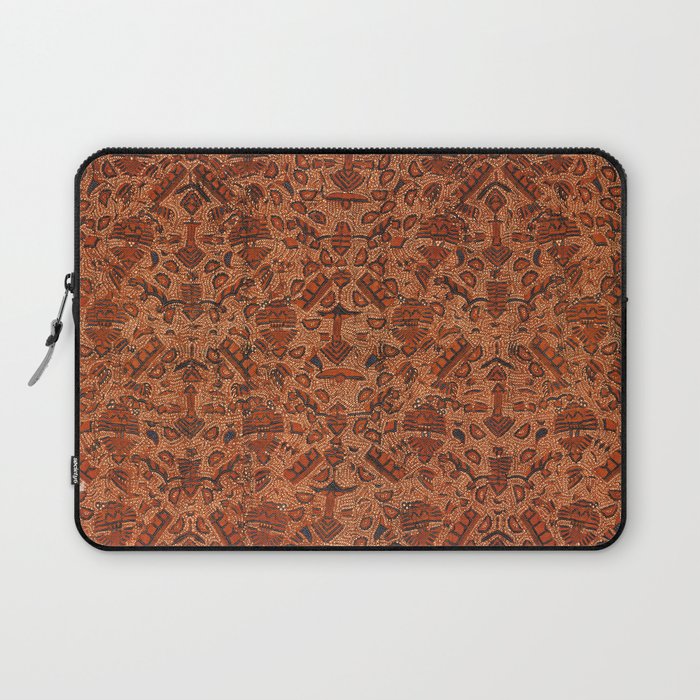 Boho Red Vintage Indonesian Abstract Motif Laptop Sleeve