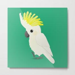 Sulphur-crested cockatoo Metal Print | Illustration, Cartoon, Parrot, Bird, Feathers, Pet, White, Crestedcockatoo, Petbird, Cockatoo 