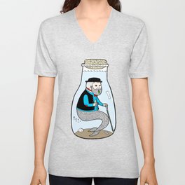 A Merman In Captivity Passing Gas In A Bottle  V Neck T Shirt