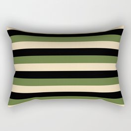 [ Thumbnail: Dark Olive Green, Tan & Black Colored Striped/Lined Pattern Rectangular Pillow ]
