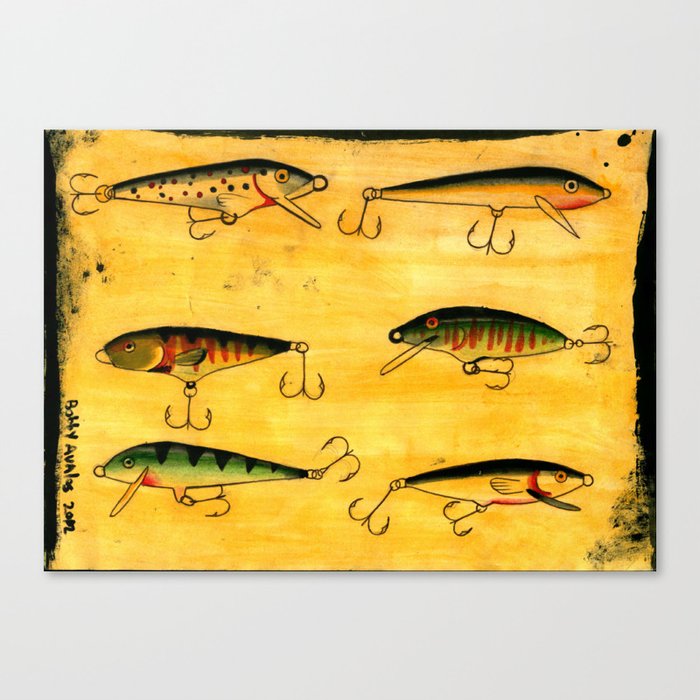 fishing lure tattoo flash! Canvas Print by BobbyAvalosArt