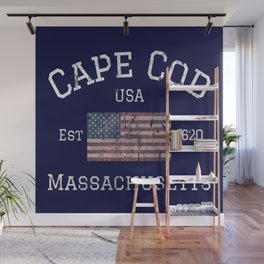 Cape Cod Massachusetts American Flag USA Vintage Print Wall Mural