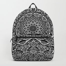Most Detailed Mandala! Black and White Color Intricate Detail Ethnic Mandalas Zentangle Maze Pattern Backpack