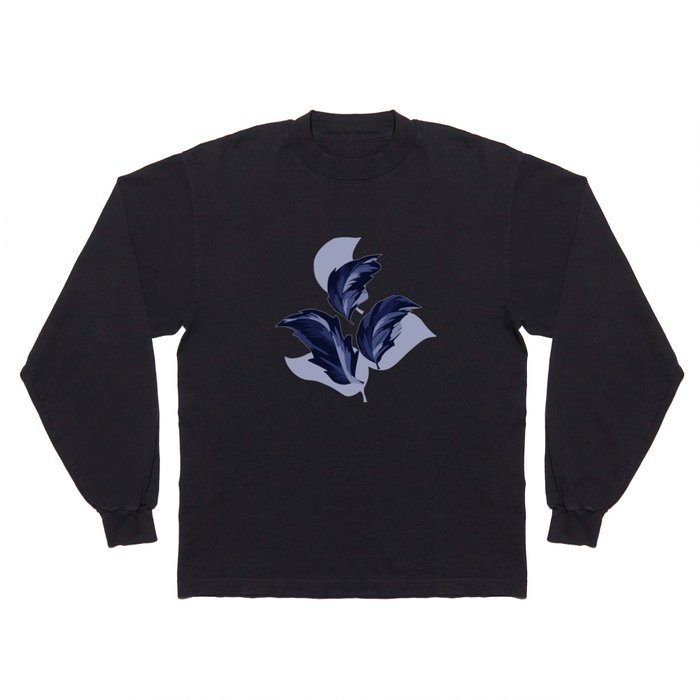 Blue leaves pattern matching to Blue butterflies Long Sleeve T Shirt