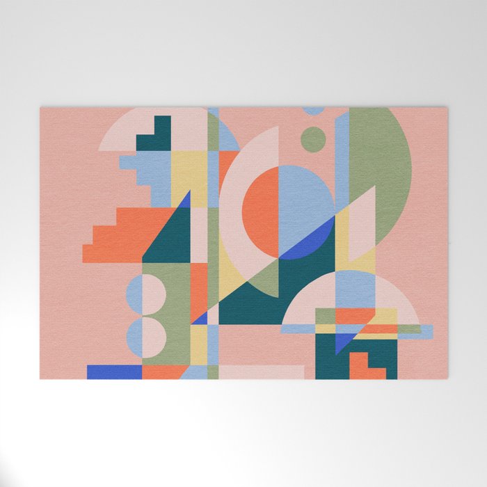 Abstract cityscape in geometric shapes Welcome Mat