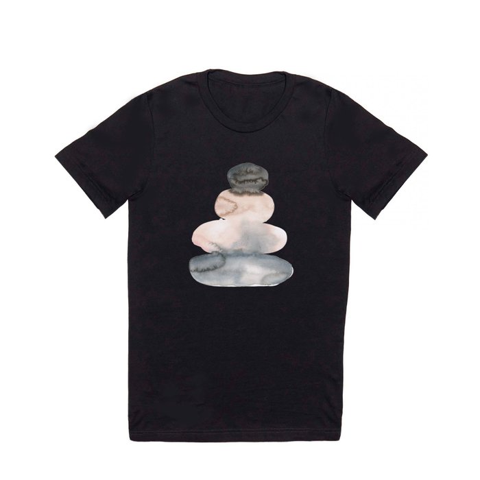 Blush and Grey Watercolour Balancing Stones T Shirt
