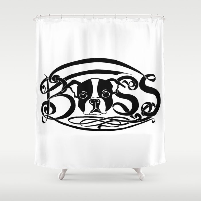 "BOSS"-ton Terrier Shower Curtain