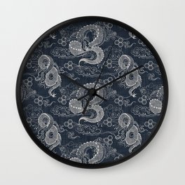 Japanese Dragon Toile Wall Clock | Mythical, Japanese, Drawing, Dragons, Fantasy, Serpent, Toile, Black, Japanesedragons, Intricate 