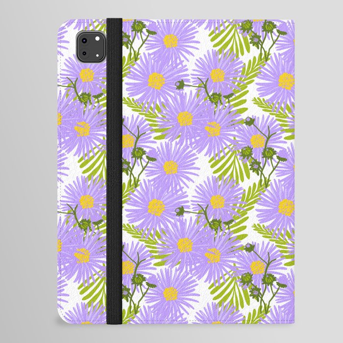Mid-Century Modern Summer Purple Aster Flowers iPad Folio Case