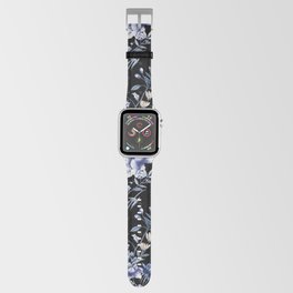 Chinoiserie Flowers and Dots Pattern Blue and Bisque Apple Watch Band