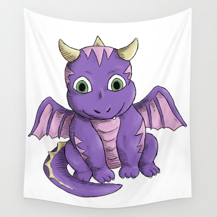 Purple Baby Dragon Wall Tapestry