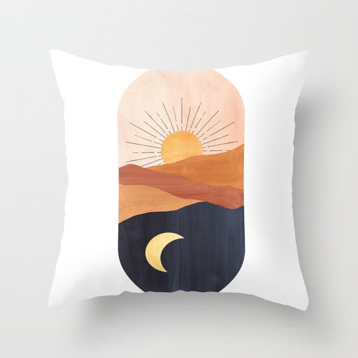 Abstract day and night Throw Pillow