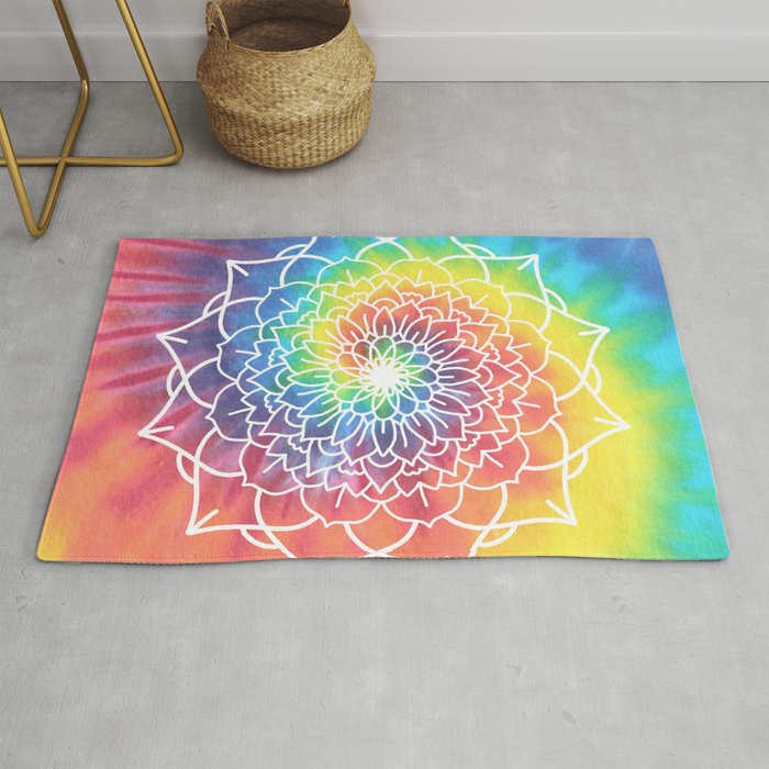 Rainbow Tie Dye Mandala Rug By Sianbrierley Society6