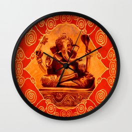 GANESHA - orange Wall Clock