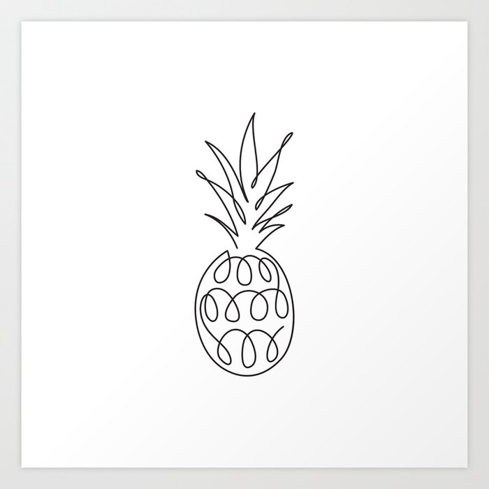Abstract Pineapple Single Line Drawing Minimalistic Art Art Print By Livdeco Society6