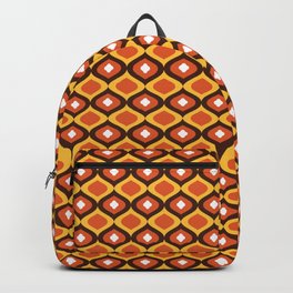 Wallflowers Backpack | Homedecor, Wallpaper, Digital, Vectorartwork, Brown, Pattern, Orange, 1970S, Retro, Yellow 