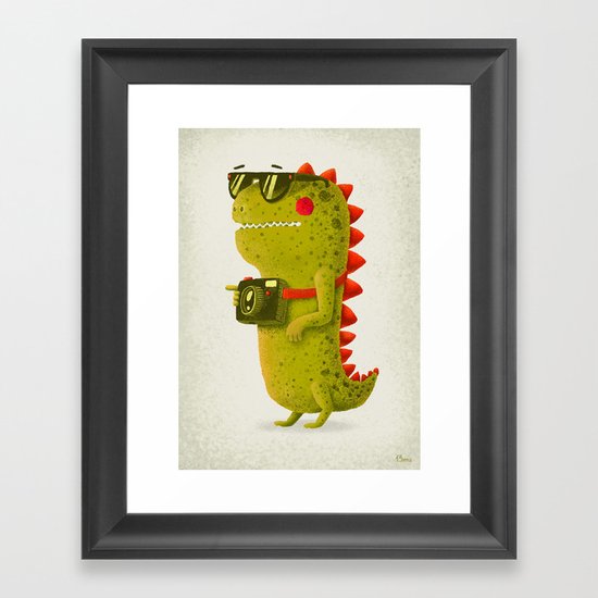 Dino touristo (olive) Framed Art Print