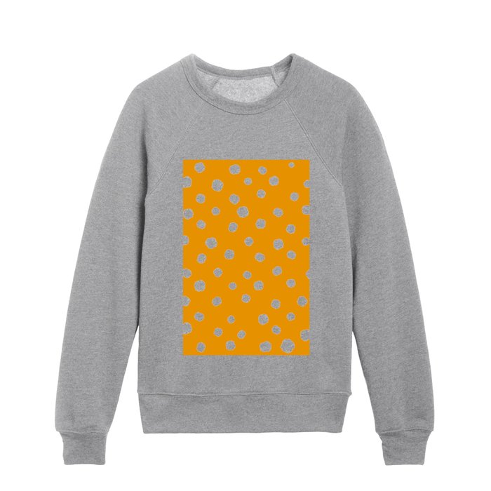 Hand-Drawn Dots (White & Orange Pattern) Kids Crewneck