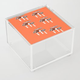three mushrooms print on orange background  Acrylic Box