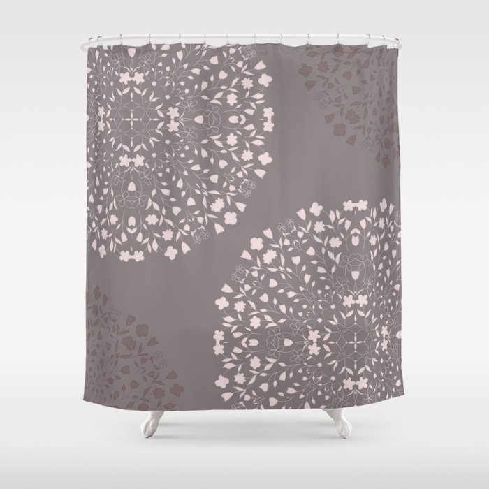 pink and gray shower curtain