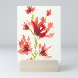 Red Splatter Flowers Mini Art Print