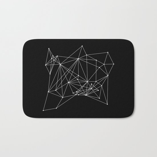 Black Geometric Dots and Lines Bath Mat