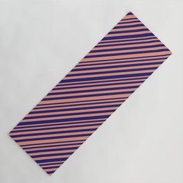 [ Thumbnail: Dark Salmon & Midnight Blue Colored Lines Pattern Yoga Mat ]